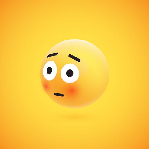 Cute high-detailed yellow 3D emoticon for web, vector illustration