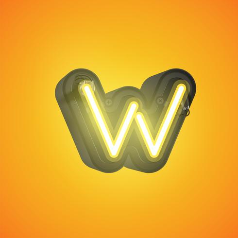 Realistic neon character from a set with console, vector illustration