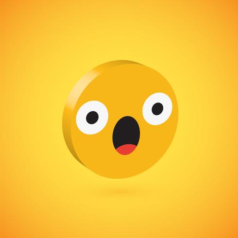 Yellow high detailed 3D disc emoticon, vector illustration