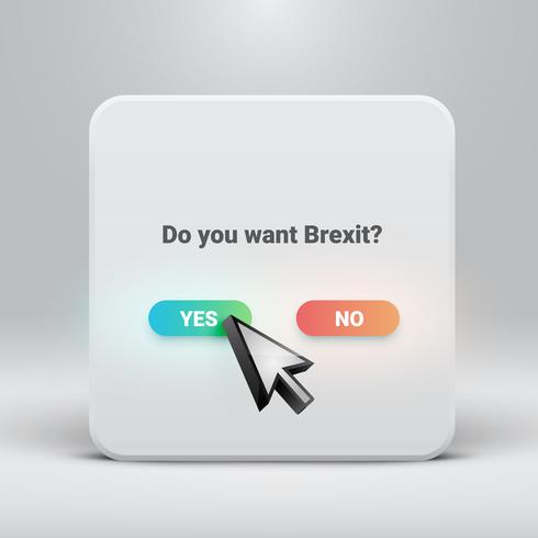 Tarjeta de preguntas para Brexit con botones sí-no, ilustración vectorial vector