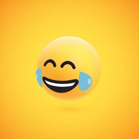 Cute high-detailed yellow 3D emoticon for web, vector illustration