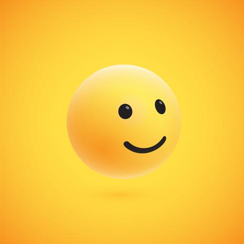 Cute high-detailed yellow 3D emoticon for web, vector illustration