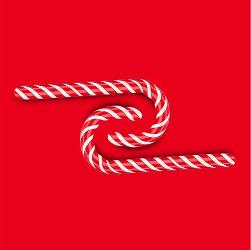 High detailed red candy cane, vector illustration