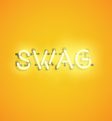 Neon realistic word for advertising, vector illustration