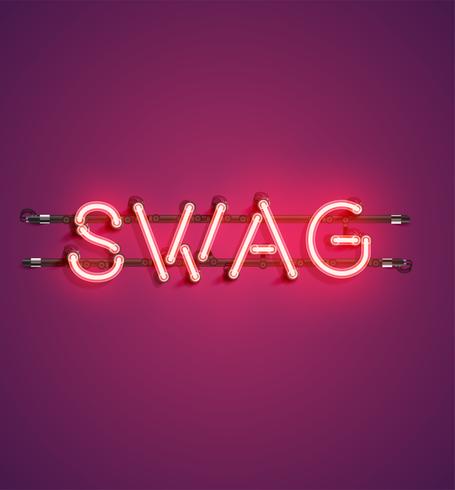 Neon realistic word for advertising, vector illustration