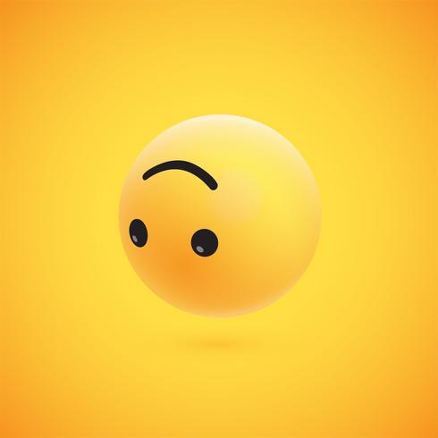 Cute high-detailed yellow 3D emoticon for web, vector illustration