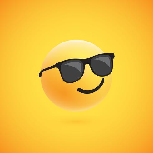 Cute high-detailed yellow 3D emoticon for web, vector illustration