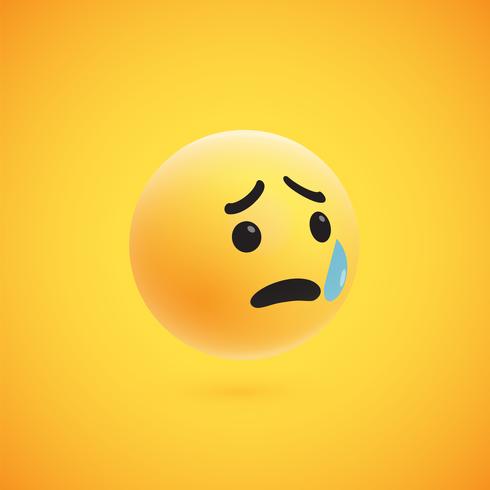 Cute high-detailed yellow 3D emoticon for web, vector illustration