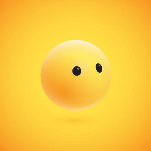 Cute high-detailed yellow 3D emoticon for web, vector illustration