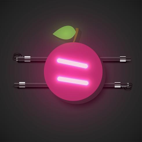 Realistic neon fruits with console, vector illustration