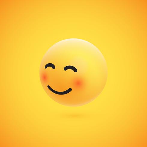 Cute high-detailed yellow 3D emoticon for web, vector illustration