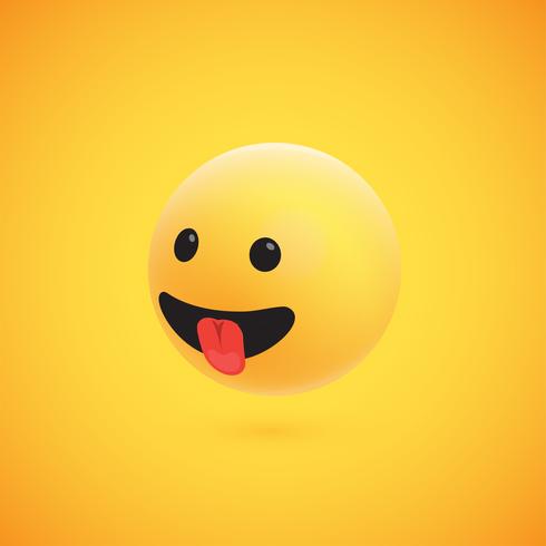 Lindo emoticon amarillo 3D altamente detallado para web, ilustración vectorial vector