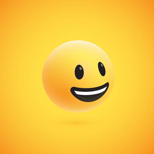 Cute high-detailed yellow 3D emoticon for web, vector illustration