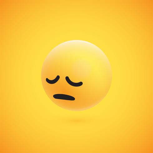 Cute high-detailed yellow 3D emoticon for web, vector illustration