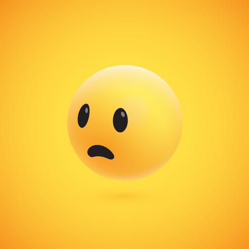 Cute high-detailed yellow 3D emoticon for web, vector illustration
