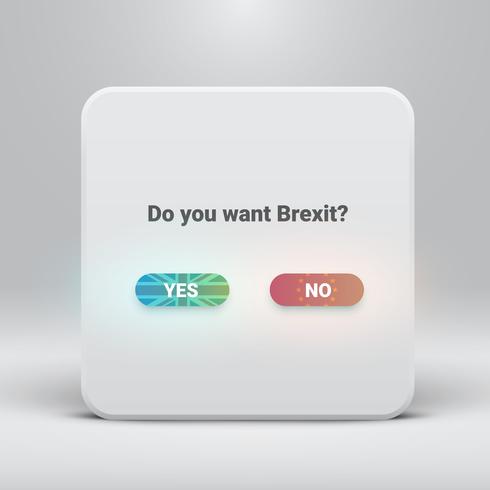 Tarjeta de preguntas para Brexit con botones sí-no, ilustración vectorial vector