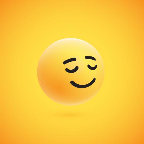 Cute high-detailed yellow 3D emoticon for web, vector illustration