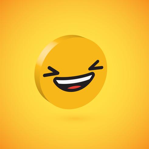 Yellow high detailed 3D disc emoticon, vector illustration