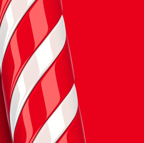 High detailed red candy cane, vector illustration