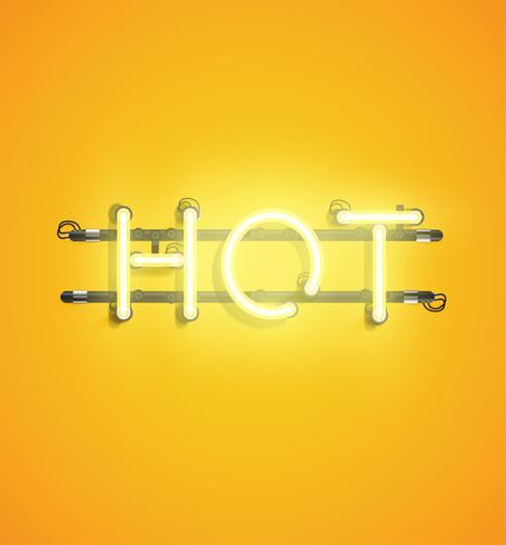 Neon realistic word for advertising, vector illustration