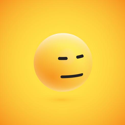 Cute high-detailed yellow 3D emoticon for web, vector illustration
