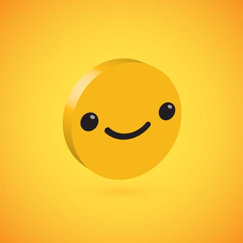Yellow high detailed 3D disc emoticon, vector illustration