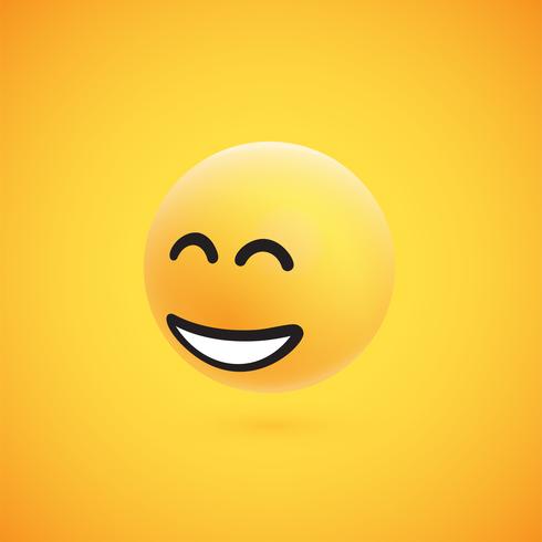 Lindo emoticon amarillo 3D altamente detallado para web, ilustración vectorial vector