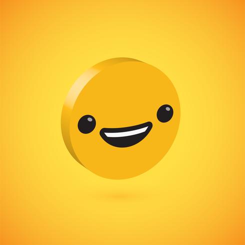 Yellow high detailed 3D disc emoticon, vector illustration