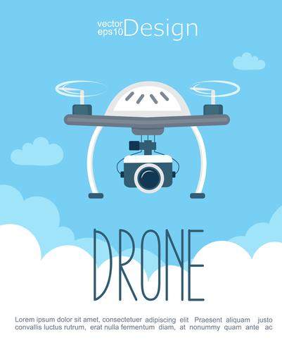 Concepto del drone volador con la cámara. vector