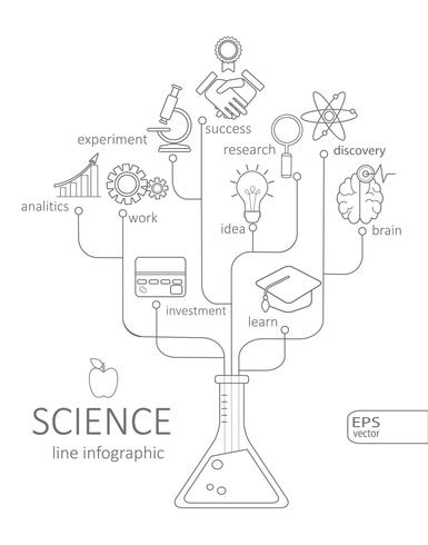 Iconos de la ciencia abstracta como un árbol. vector