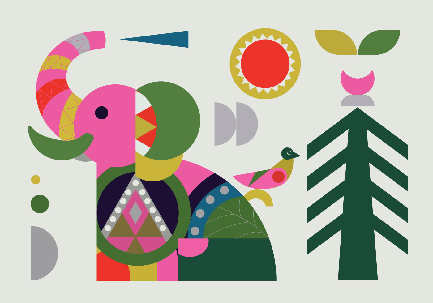 Geometric Simple Shape Elephant Vector Illustration 416074 Vector Art
