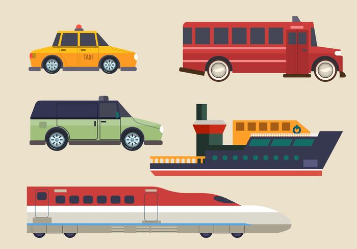 Modern Transportation Clipart Set Vector Illustration