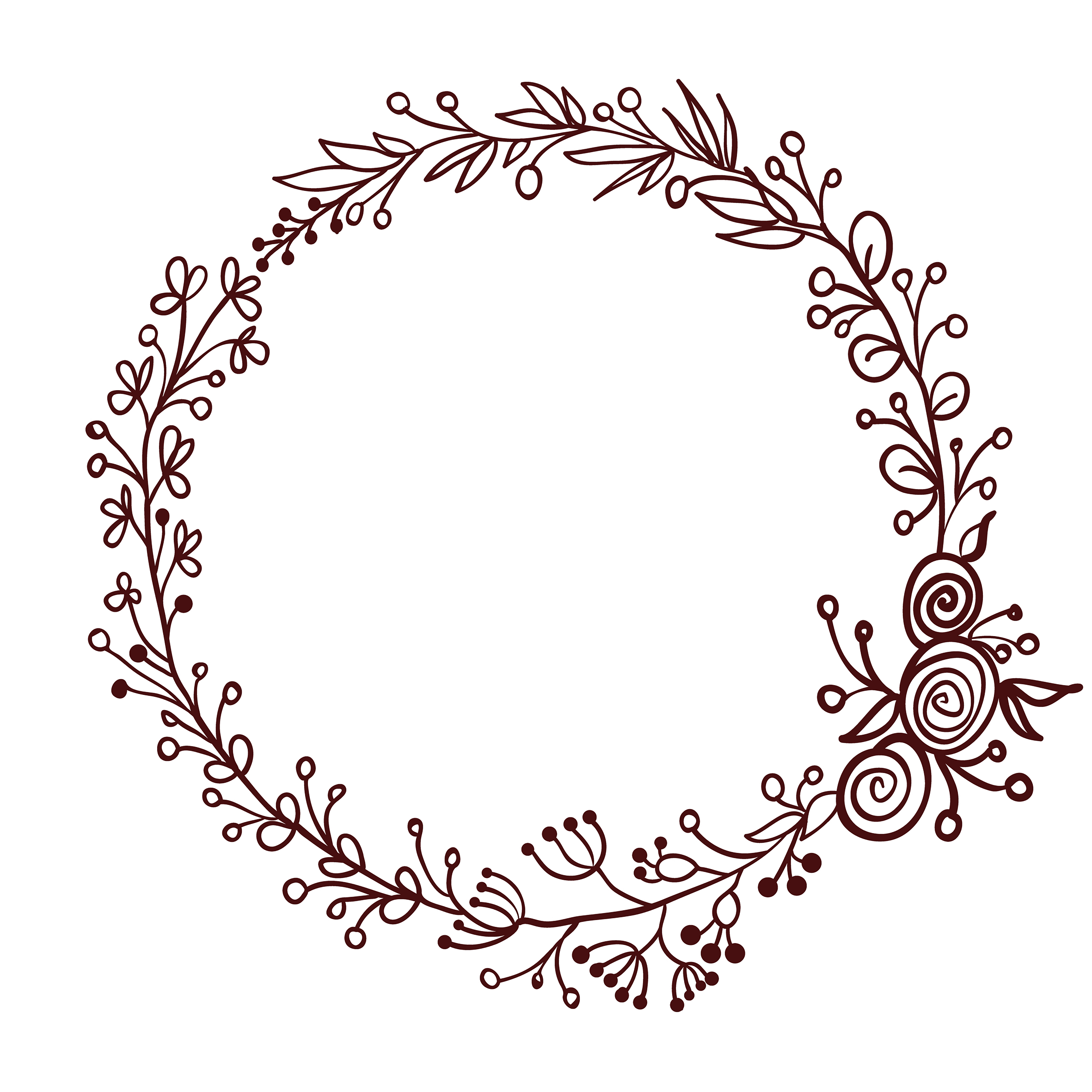 Download round frame of leaves isolated on white background. Vector ...