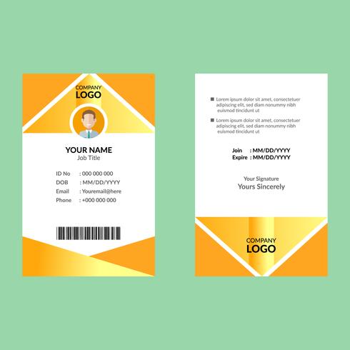 Plantilla de tarjeta de identificación amarilla vector