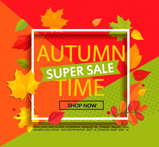 Autumn super sale banner. vector