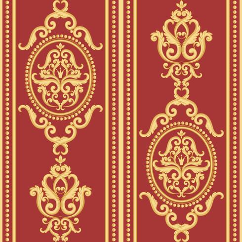 Seamless damask pattern. Gold and red texture vector