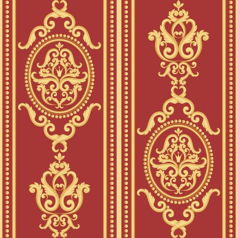 Seamless damask pattern. Gold and red texture vector