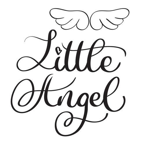 Little angel words on white background. Hand drawn Calligraphy