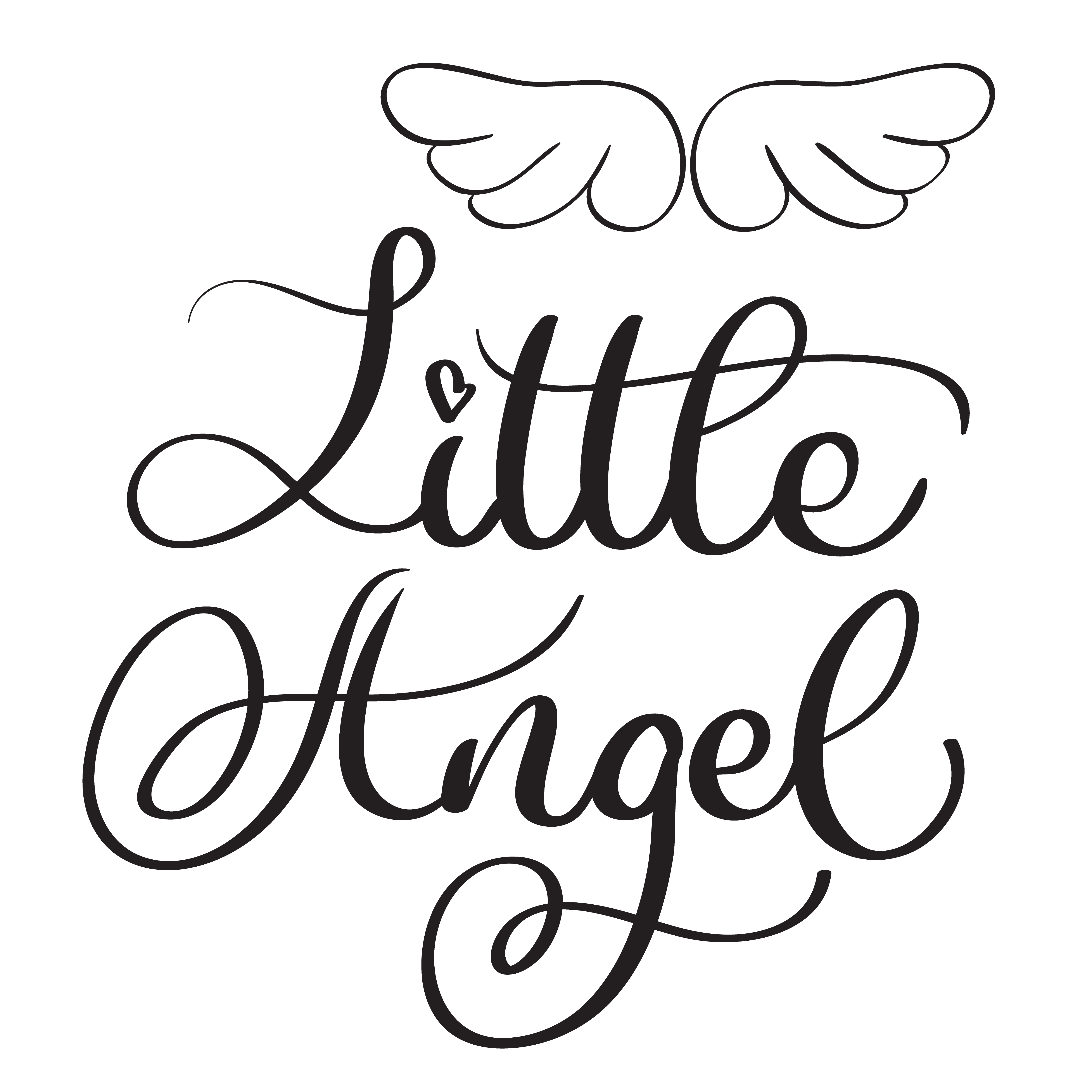Little Angel Words On White Background Hand Drawn Calligraphy little-angel-words-on-white-background-hand-drawn-calligraphy