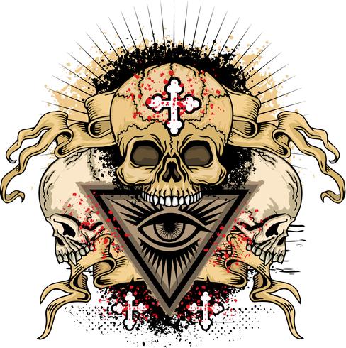 grunge skull coat of arms vector