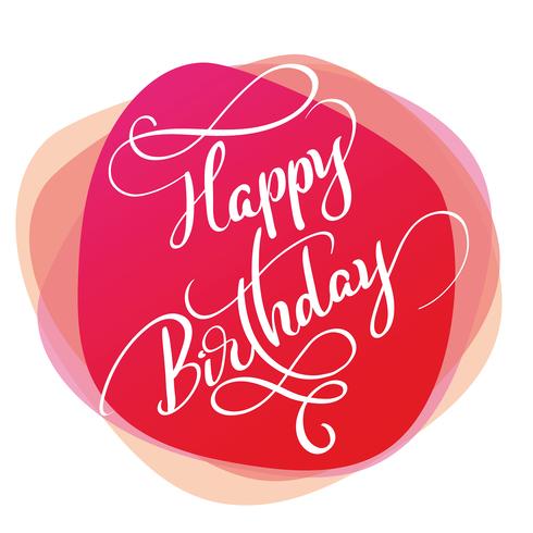 text happy Birthday on red background. Calligraphy lettering Vector illustration EPS10