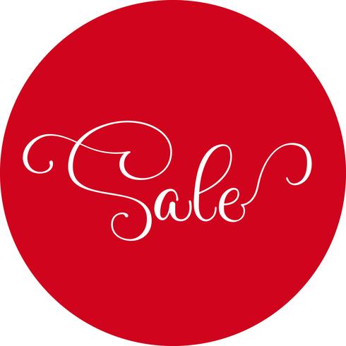 Words sale round red sticker isolated on white. Vector illustration