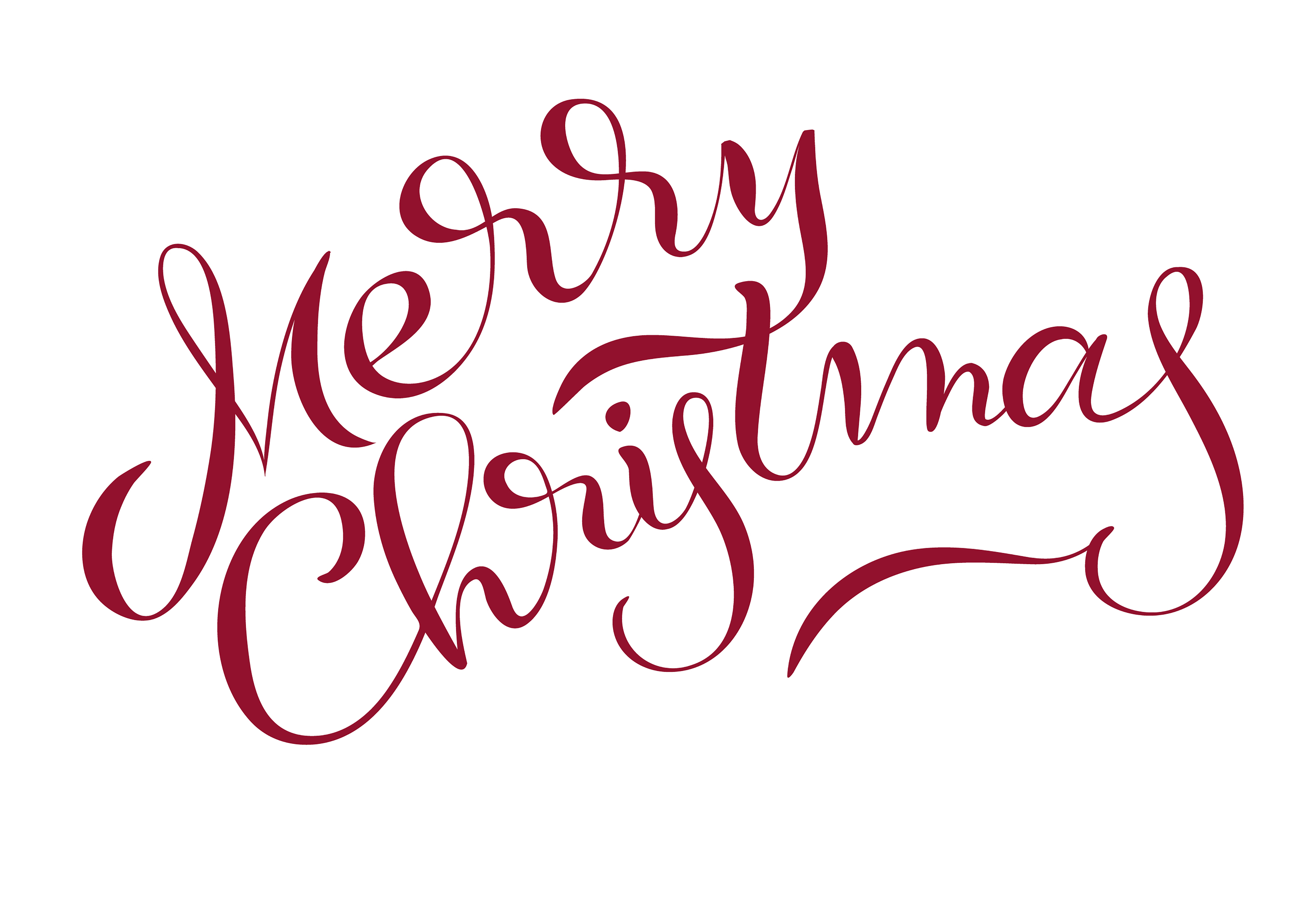 merry christmas text isolated on white background