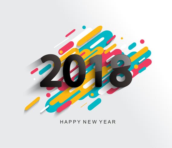 New Year 2018 card on modern background. vector
