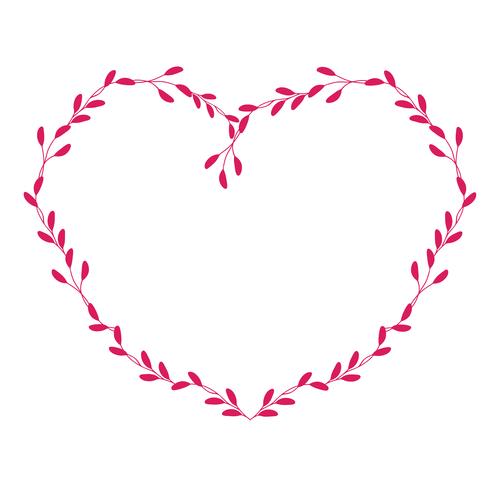 Marco de vector rojo en forma de corazón. Dibujado a mano vintage caligrafía Letras ilustración vectorial EPS10