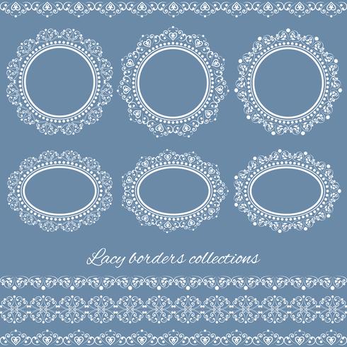 Set collections of vintage lacy borders and frames vector