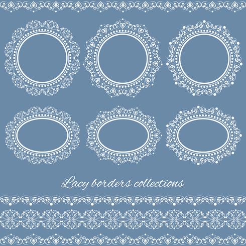 Set collections of vintage lacy borders and frames vector