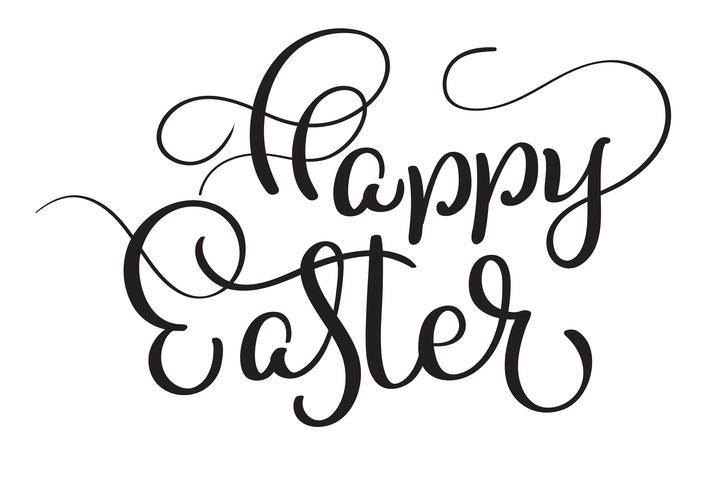 Happy Easter words on white background. Calligraphy lettering Vector illustration EPS10