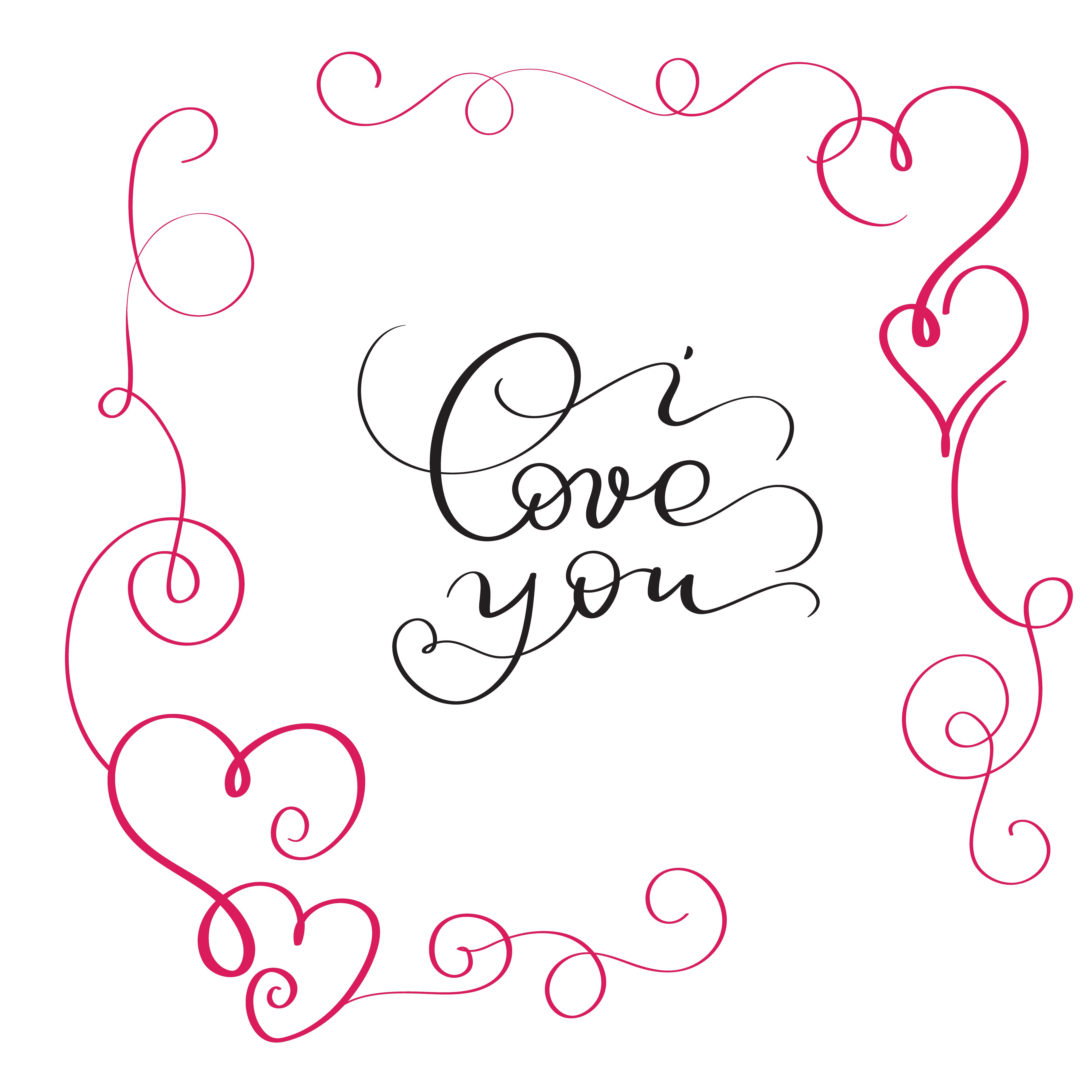 Download I love you text in red frame with heart - Download Free ...