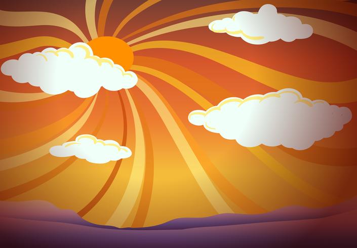 A sunset view with clouds vector